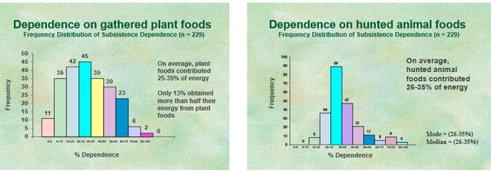 Dependance on animal an plant foods