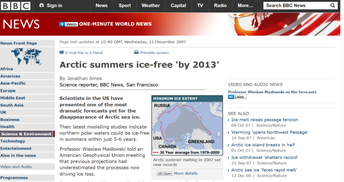 BBC Ice free by 2013